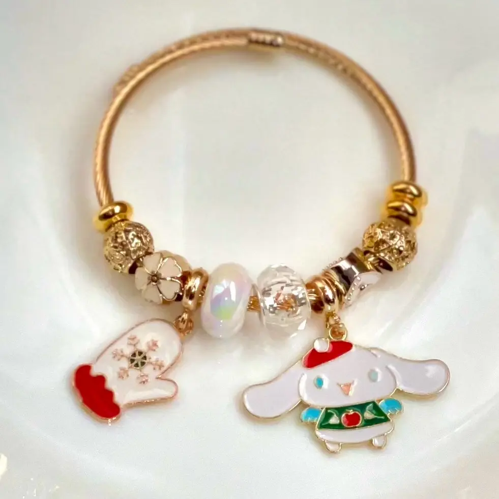 Women's Christmas Style Bangle 18K Gold Plated Stainless Steel bracelet