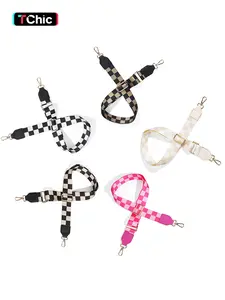 Checkered Plaid Purse Strap, 1.4inch Wide Purse Strap Adjustable Replacement, Golden Hardware Shoulder Straps, Multi-Pattern Crossbody Handbag Strap, Cross Strap Design