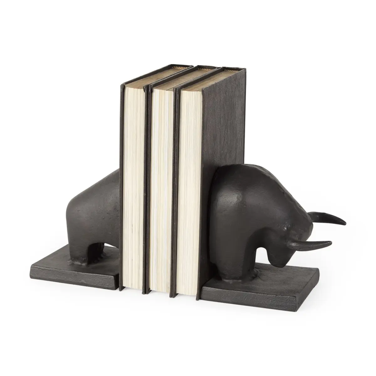 5.75 x 4.25 x 9.5 in. Black Cast Aluminum Raging Bull Bookends