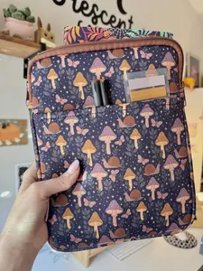 Magical Mushroom Book & Kindle Pouch, Zipper & Front Pocket, Cottagecore witchy whimsical book accessories, Medium Size Book Sleeve, Bookish Accessories, Bookworm Gifts,