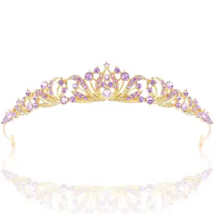 Purple Tiara Crowns for Women Girls Wedding Tiara Princess Tiara for Wedding Prom Quinceanera Birthday Crown Halloween Hair Accessories