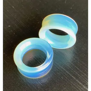 PAIR of Unique Opalite Opalescent Stone Moonstone Tunnels- Gauges 2g (6mm) to 1&1/2" (38mm)
