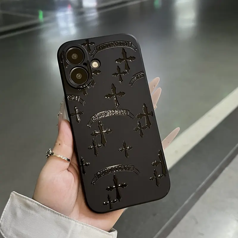 Premium iPhone Shockproof Protective Cellphone Casing - Glossy Cross Pattern Accessory, All-Around Protection, Anti-Drop, Cushions Daily Bumps, Bold Glossy Look, Unisex for iPhone 17/16/15/14/13/12/11 Pro/Plus/Pro Max, Accessories, Protector