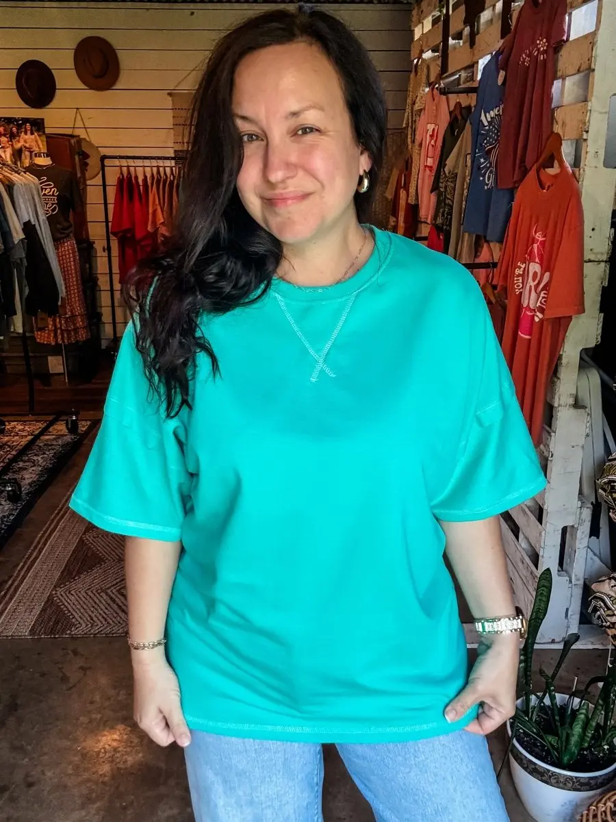 Bright Teal Soft Tuck Top