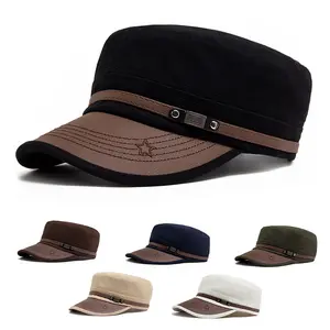 Women Fashion Flat Cap Leather Brim Soft Cotton Beret Hat Casual Sunshade Military Style Outdoor Daily Hat