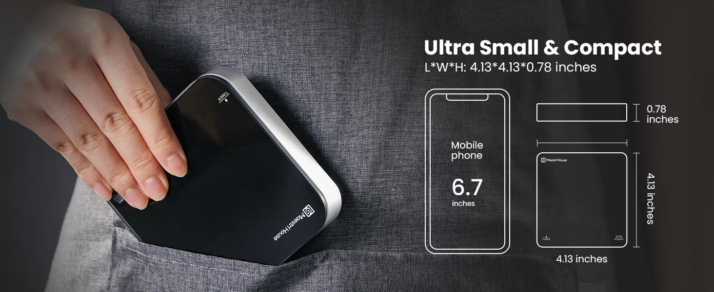 Maestri House Rechargeable Kitchen Scale, Portable Coffee Scale Digital Smart Food Scale,2kg/0.1g Accurate Glass Scale for Espresso Measuring Utensils