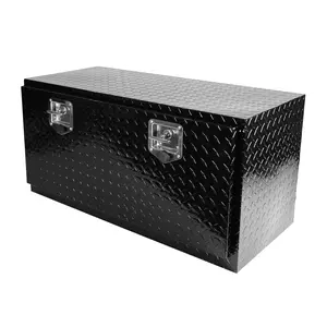 36 inch Heavy Duty Black Aluminum Tread Tool Box Truck Trailer Underbody Storage+Locks With T-Handle Latch Key 36"(36"×17.1"×17.9") metal  toolbox