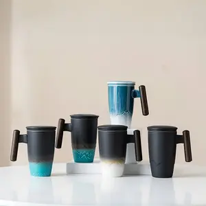 Creative Large Capacity Vintage Classic Ceramic Tea Cup Set, Handmade Coffee Cups Mug for Home Office, Traditional Teacup Gift Set Drinkware Tumblers