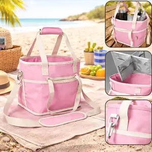 4-Cup Portable Storage Bag with Handle — Insulated Neoprene Cup Carrier Tote, Foldable Water Bottle Holder Organizer for Camping, Beach, Travel, Picnic & Outdoor, Lightweight Water-Resistant, Cute Design