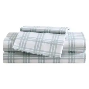 Eddie Bauer Basic Plaid White-Pale Green QueenSheet Set