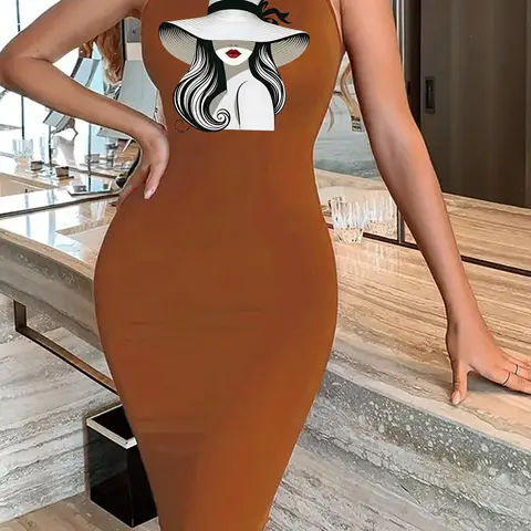 New Summer Bodycon Dress, Casual Style, Figure Pattern, Summer Wear, Bodycon Sundress