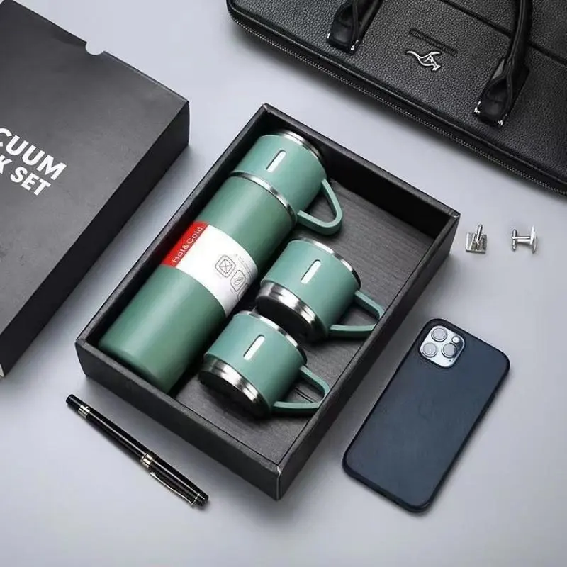 [AURA & LSLE] 2026 New Model 15 oz Stainless Steel Vacuum Insulated Flask Set (1 set) - Reusable Constant Temperature Coffee Vacuum Flask with Lid, Keeps Drinks Hot/Cold for Hours, Ideal for Outdoor, Office Use, Holiday Gift Box Packaging, Flasks, Coffee