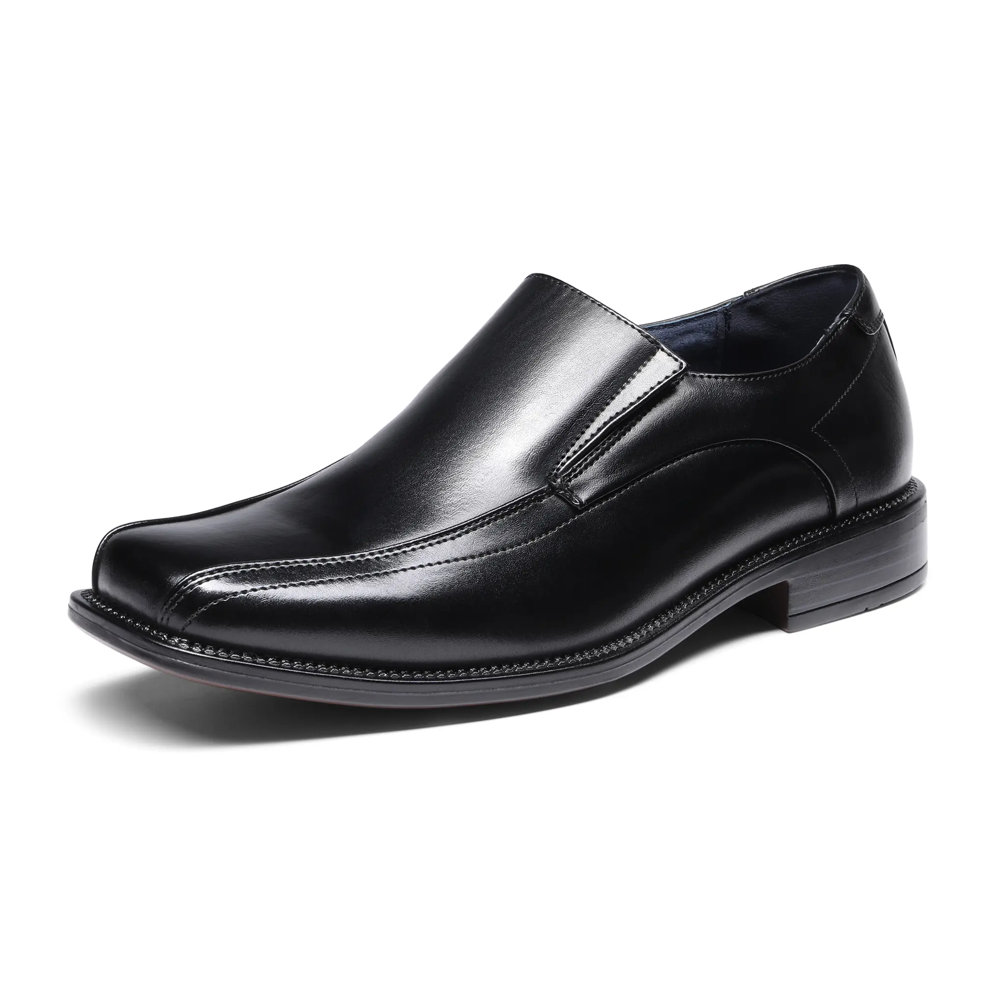 Bruno Marc Men's Square-Toe 1 Inch Synthetic Slip-On Loafers - Closed Classic, Soft, Comfortable Work & Casual Office Formal Footwear