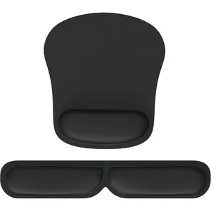 3C9-PHP06   Ergonomic Keyboard Wrist Rest and Mouse Pad, Foldable Memory Foam Wrist Rest for Computer Keyboard, Durable Mousepad for Computer Laptop Mac, Lightweight for Easy Typing and Pain Relief, Black
