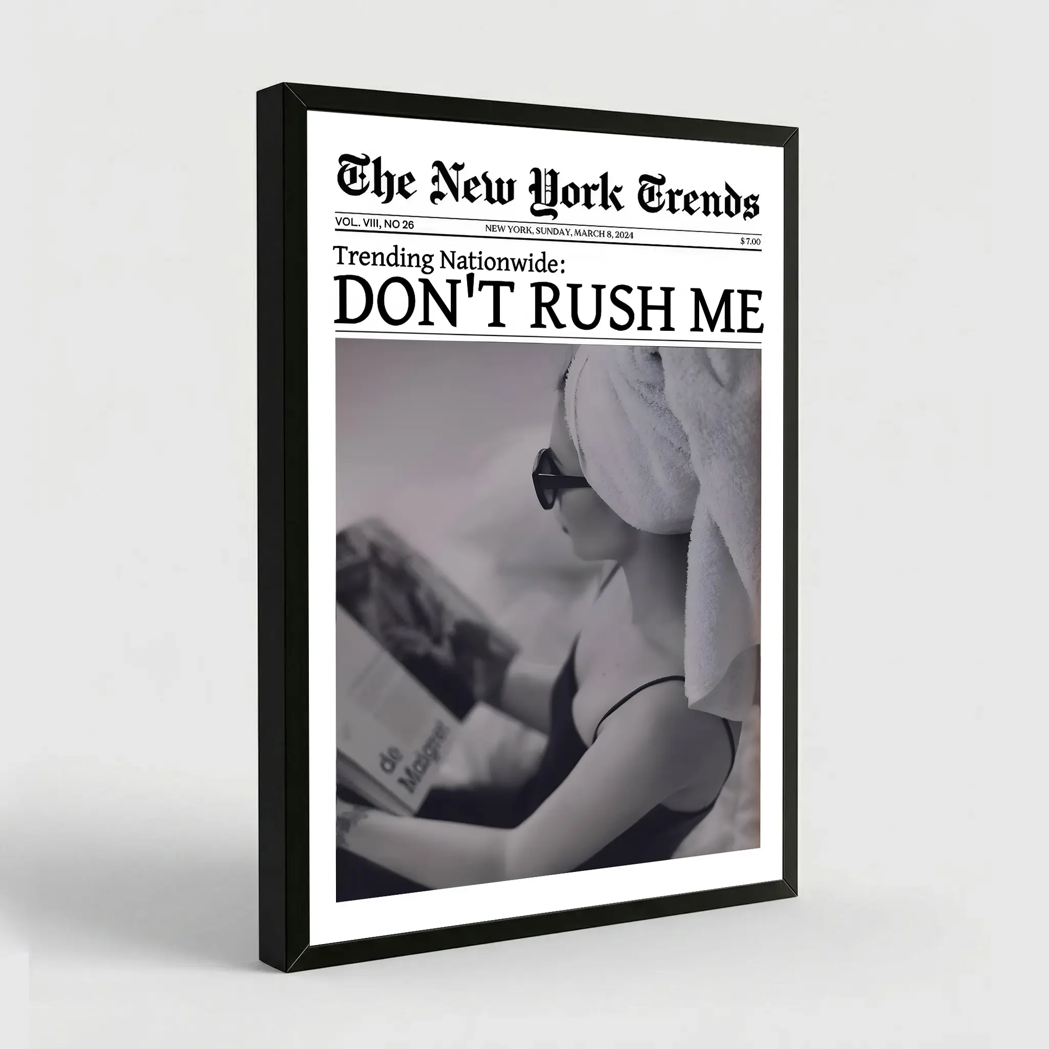 Trendy Newspaper Print, Don't Rush Me, New York Times Wall Art, Bathroom Decor, Aesthetic Apartment Poster, Girl Dorm Room Retro Printable