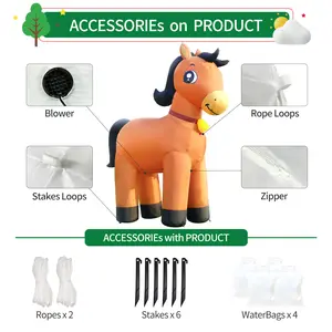 6FT Christmas Horse Inflatables Blow up Animals Cute Clydesdale, Decorations Outdoor Yard Built-in LED Lights Big Large Decor Party Farm Lawn Holiday Outside