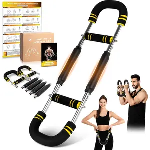 Arm Trainer, 30-120lb Adjustable Chest Workout Equipment, Arm Trainer, Arm Strength Trainer, Portable Power Twister Bar,Portable Spring Resistance for Home Workout Equipment Weight Lifting Straps