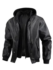 Wear motorcycle leather jacket, PU leather jacket, men's artificial leather motorcycle jacket, second-hand bicycle jacket, bomber military jacket for autumn and winter