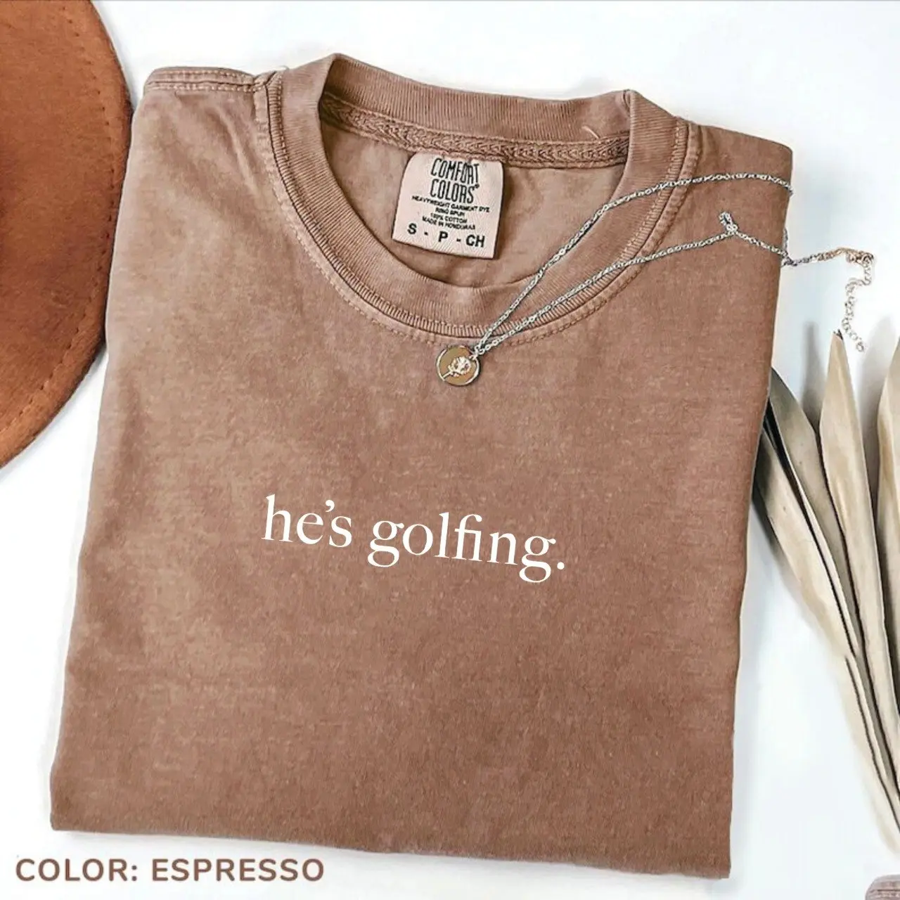 Comfort Colors He’s Golfing Shirt, Golfer Wife Tee, Funny Golf Player Shirt for Mom, Golf Season Tee, Women Casual Outfit, Soft Cotton Gift