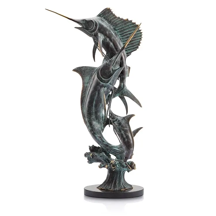 SPI Home Brass Grand Slam Marlin and Sailfish Figurine – 24" Nautical Display for Ocean-Inspired Interiors