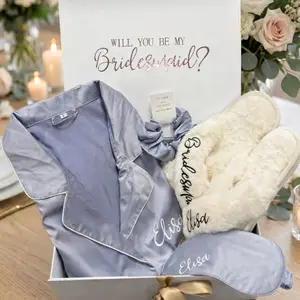 Luxury Bridal Party Proposal Box with Personalized Wedding Slippers & Pajamas Bachelorette Weddings & Bridal Showers