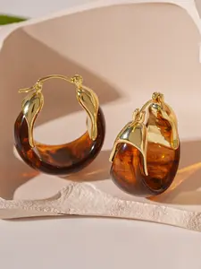 Vintage Coffee Color U-Shaped Earrings, Simple Luxurious High-End Ear Rings, Daily Commute Elegant Jewelry, Women's Fashion Accessories, Vintage Appeal, Elegant Minimalist Earrings