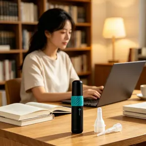Black and green portable deep-cleaning nasal inhaler for nasal care, refreshing aromatherapy, mint flavor.