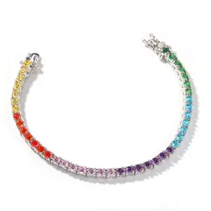 [LUMI66] Colourful Tennis Bracelet for Women Men, Iced Out Tennis Chain Bracelet Ideal Gift Fashion Jewelry
