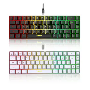 Gaming Keyboard with RGB Backlight, 68 Keys, USB-C Detachable Cable, Sleek Design, Vibrant Keycaps, Ideal for Gaming, Office, Home
