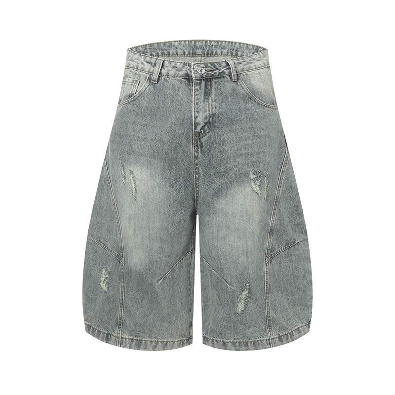 Noctra Distressed Washed Short Denim Culottes