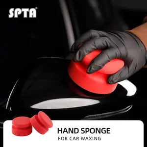 SPTA Tire Shine Applicator,1PC Foam Applicator Pads, Round Shape Side Pressing Hand Polishing Sponge Pads Kit Tire Shine Applicator Pad Tire Dressing Applicator Pad for Applying Tire Shine