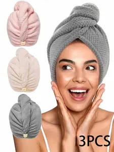 3-Piece Microfiber Towel Set, Quick-Dry Super Absorbent Soft Hair Wrap, Hair Drying Towel, Ideal for Curly Damaged Hair, Bathroom Home Travel Gym Essentials