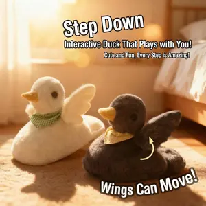 Interactive Cute Duck Slippers Moving Plush Round Toe Non Slip Warm for Indoor Outdoor Winter with Wings Can Move