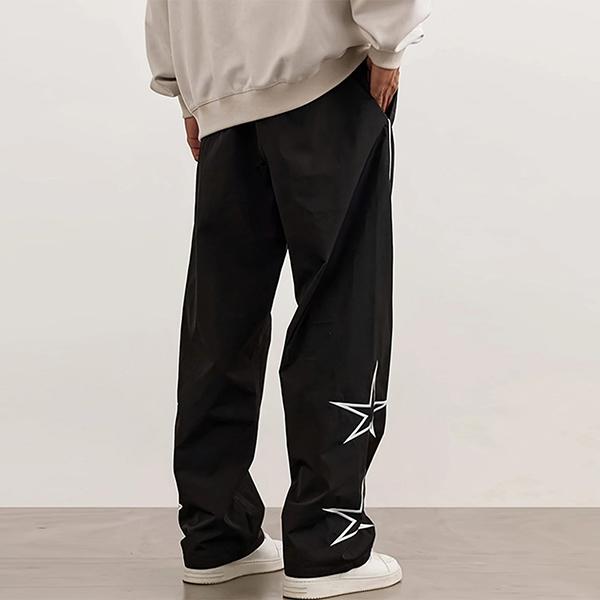 Men's Star Print Cargo Pants - Casual Style with Star Design, Beige Color, Comfortable Fit for Everyday Wear