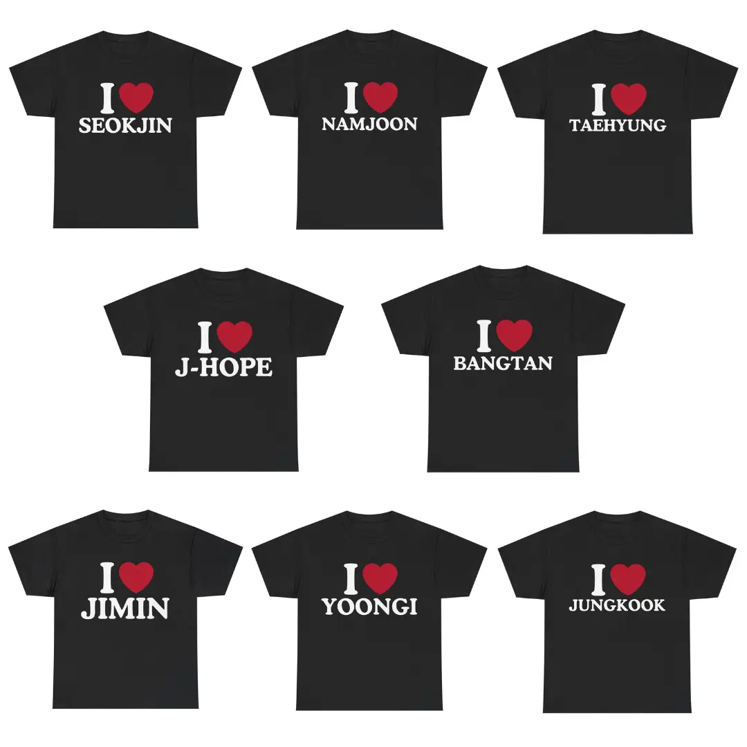 I Love Bangtan Members Shirt |   Trendy I Heart Kpop Boy Band Graphic Tee |   Unisex Music Tour Soft Cotton T-Shirt Gift for ARMY Fans 2026