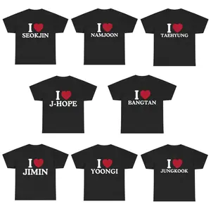 I Love Bangtan Members T-shirt Trendy Graphic Tee I Heart Kpop Boy Band Shirt Music Tour Shirt Unisex Gift for Fans