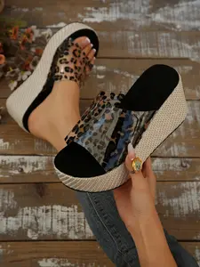 Women's Transparent PVC Wedge Sandals, Y2K Style Linen Wedge Shoes, Summer Vacation High Heel Slippers, Thick Sole Summer Sandals, Summer Outings