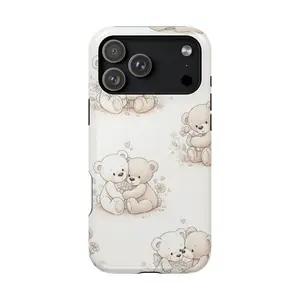 Couple Teddy Bear Phone Case – Cute Romantic Plush Bear Design, Cute Phone Case, Gift for Women, Mom, Sister, Friend, Him/ Her, Birthday - iP Xr, 11, 12, 13, 14, 15, 16, 17, S21, 22, 23, 24, 25 - Tough Case, MagSafe, Phone Case