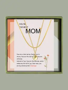 Flower Design Pendant Necklace with Box & Greeting Card, Elegant Necklace for Women for Party, Daily Clothing Decor, Trendy All-match & Exquisite Jewelry for Gift