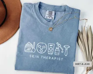 Comfort Colors® Minimalist Skin Therapist Shirt, Cosmetology T-shirt, Esthetician Graduate shirts  , Skin Care Aesthetician Gift Beautician Shirt Fabric Fit Medium Tee