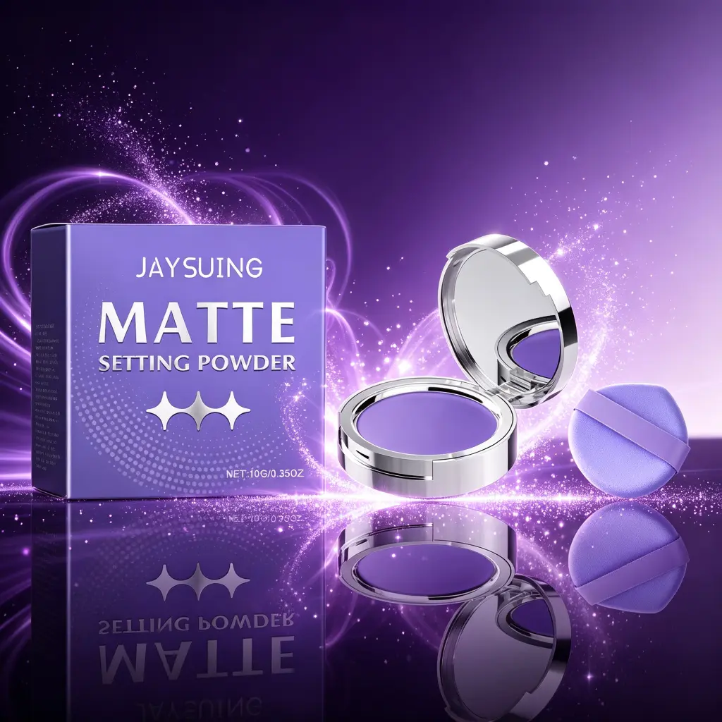 JAYSUING Matte Setting Powder | Lavender Purple Pressed Powder | 24H Oil Control Long Lasting | Poreless Shine-Free Waterproof | Flawless Natural Finish | for Oily Combination Skin | Face Makeup Setting Compact with Puff