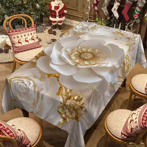 Luxurious Floral Tablecloth, Rectangular Dining Table Cover, Kitchen Living Room Bedroom Decor, Indoor Outdoor Patio Yard