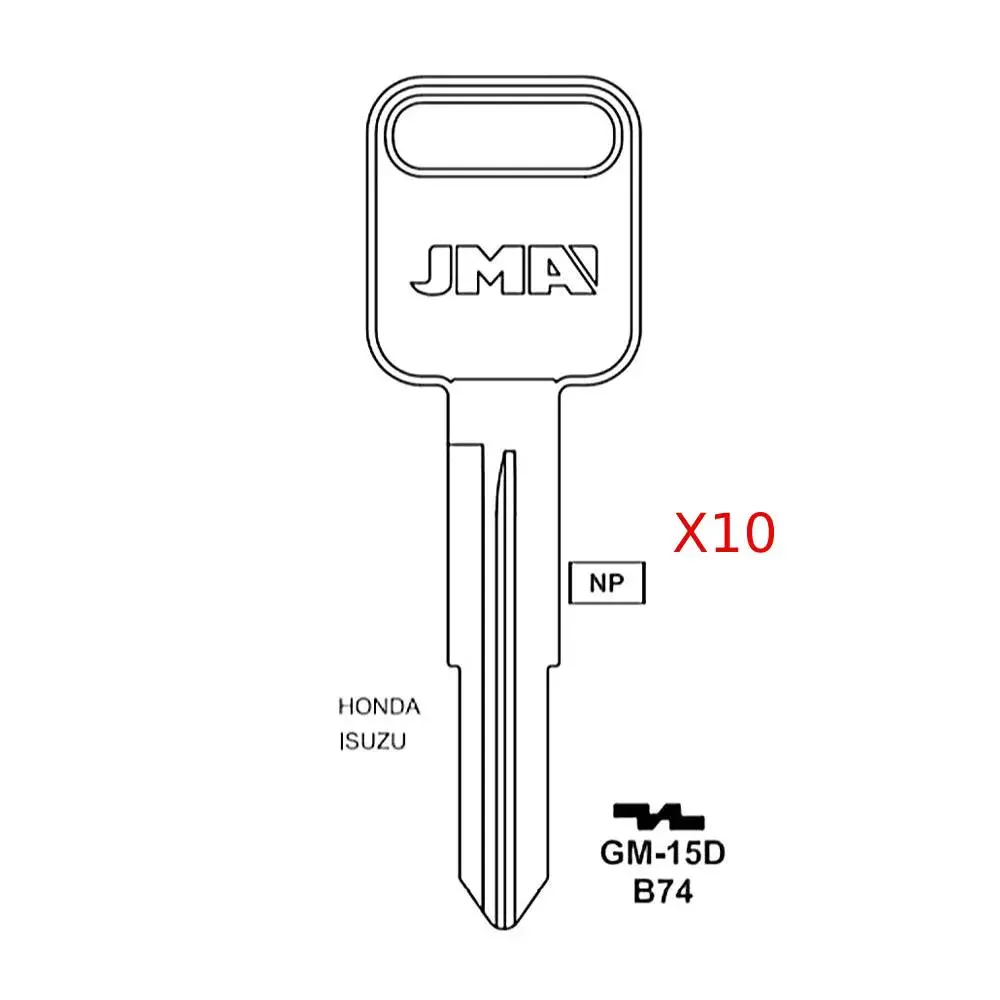 10-Pack Multipack Replacement Isuzu Car Key Blanks, Compatible with B74-GM-15D, Automotive Car Interior Accessory