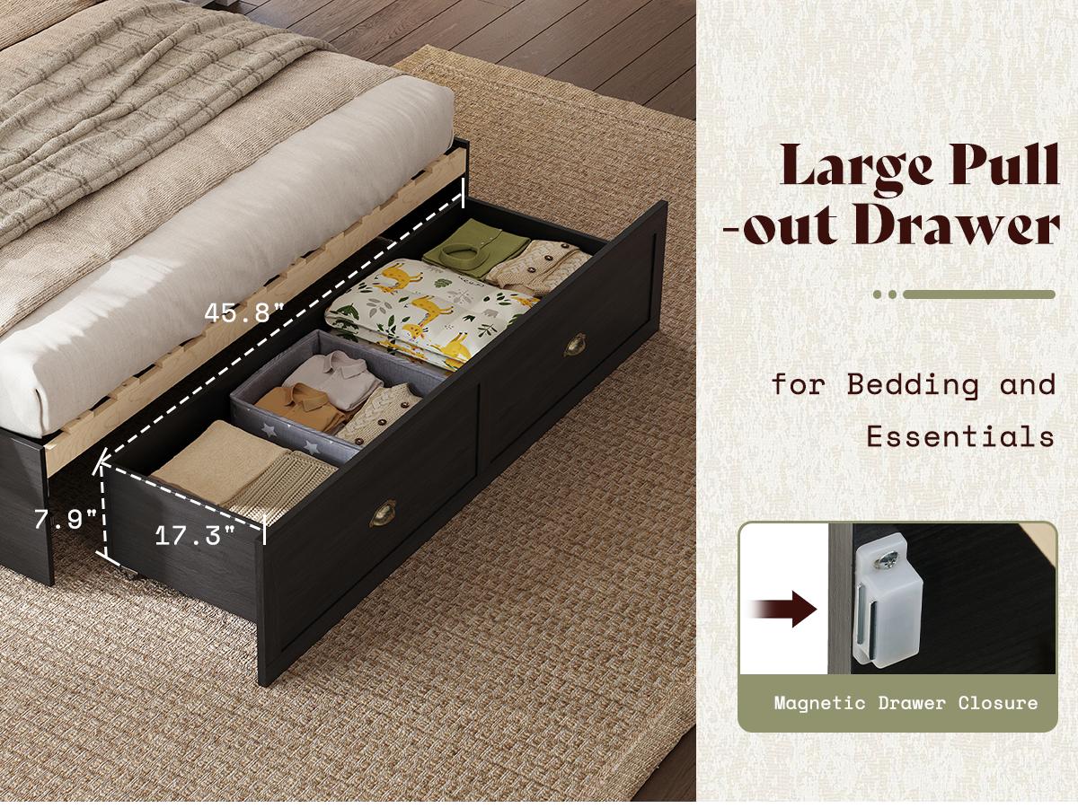 [Mattress NOT Included] [Ship in 2 Boxes] AMERLIFE Murphy Bed with Bookcase Headboard & LED Light, Farmhouse Cabinet Bed with Storage Drawer, Charging Station and Desk for Home Office/Guest Room/Small Spaces