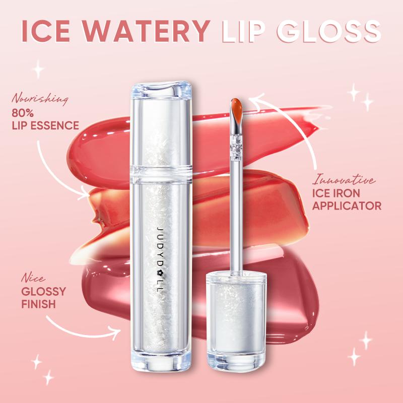 JUDYDOLL Ice Watery Lip Gloss, Blur, Mirror Lip Glaze, Glossy Lip Stain, Transfer-Proof, Metal Applicator, Waterproof, Long-Lasting, Moisturizing, Liquid Lipsticks, Plumping, Not Easy To Fade, Halloween Makeup, Cosmetics, Valentines Day Gift, New Year
