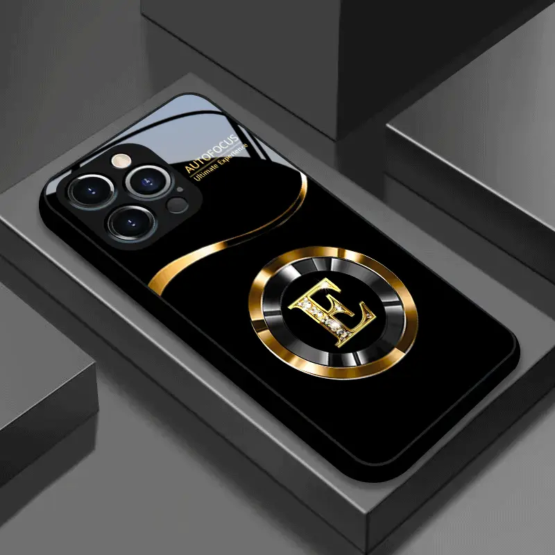 Background Gold Letter E Pattern, Premium Feel, Business Style, Hot Design Protective Case Cover for iPhone Models 16/15/14/13/12/11/x/XR/XS Max/7/8/7p/8p
