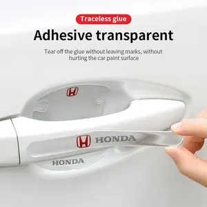 Transparent Silicone Car Bumper Stickers Set, Door Handle Protection Film, Anti-Scratch Invisible Car Door Guard for Honda Models