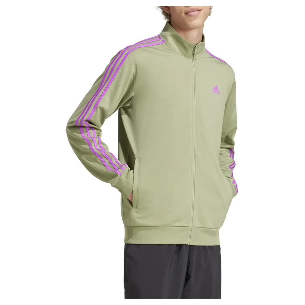 adidas Mens Essentials Warm-Up 3-Stripes Training Athletic Outerwear Casual - Green adidas Mens Essentials Warm-Up 3-Stripes Training Athletic Outerwear Casual - Green