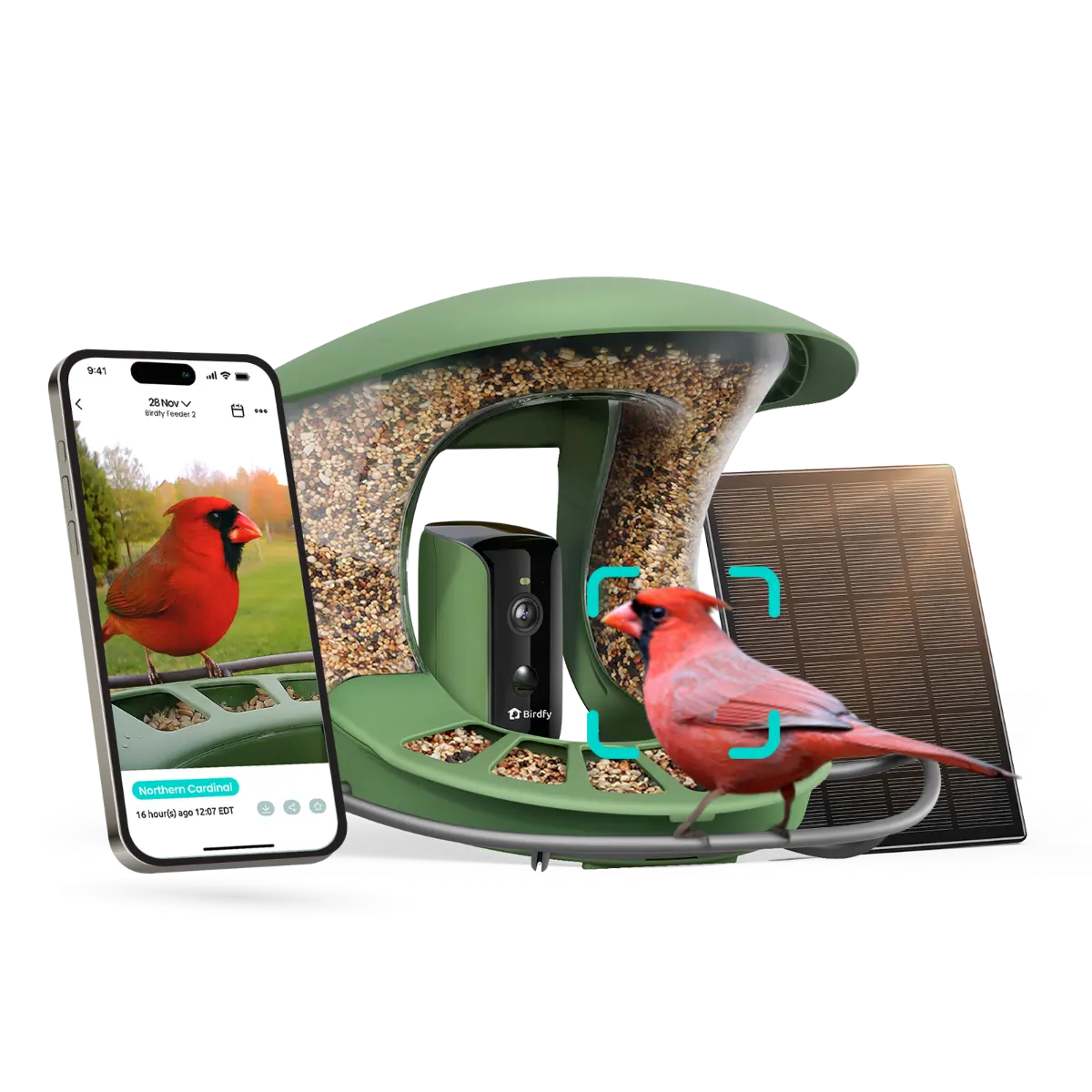Birdfy 2 Smart Bird Feeder with 1080p Wide-Angle Camera - Solar-Powered, Wireless Installation, Auto-Capture Videos, Motion Detection, 2600g Capacity, Backyard Feeding Tool, Pet Lover Gift, AI by Subscription, Waterproof