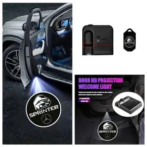 2pcs Mercedes-Benz Sprinter Logo Welcome Lights, Led Door Light, Upgrade Integrated Projection Atmosphere Lights, No Damage Installation, Easy Peel & Stick